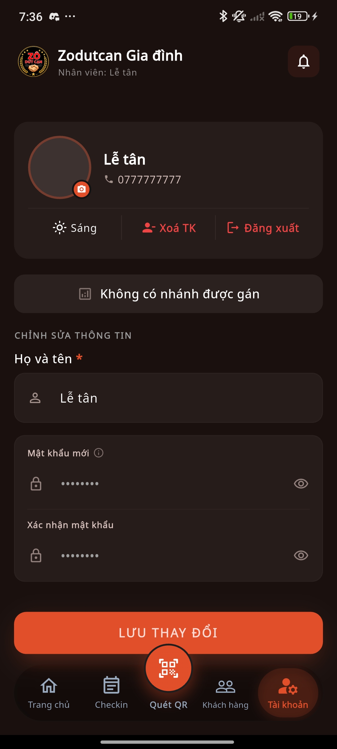 Cài đặt Tài khoản