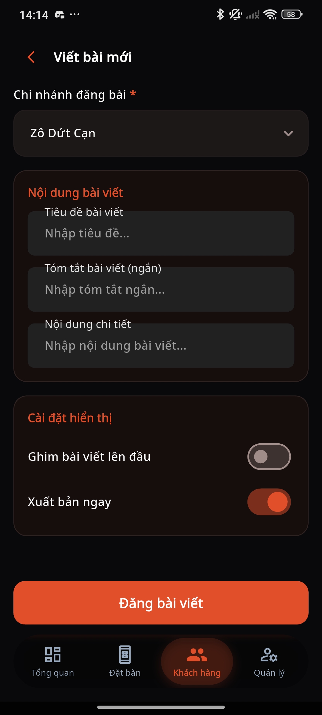 Viết bài mới